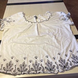 Essential White Short Sleeve Lettuce Hem Top Size 1X